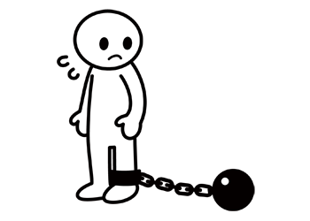 足取りが思いイメージ（＊イラスト：ちょこぴよさん）