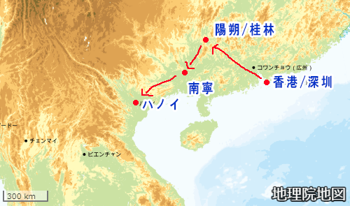 中国とベトナムの地図