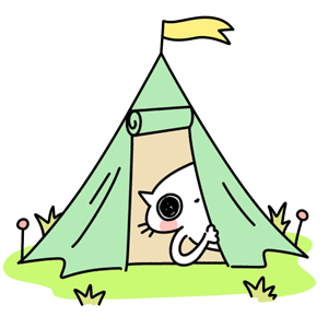 一人でテント泊するイメージ（＊イラスト：けんけんさん）