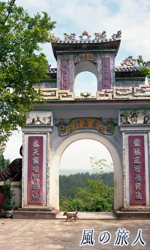 ベトナム　五行山　ゲートを横切るワンコの写真