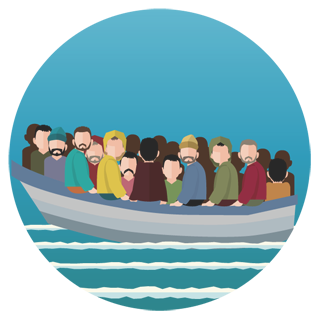 ボートピープルのイメージ（＊イラスト：acworksさん）