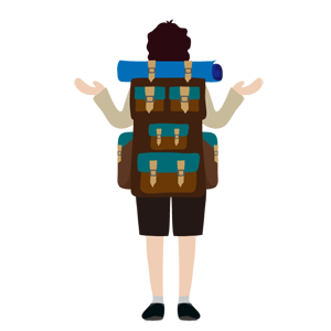 バックパッカーのイメージ（＊イラスト：acworksさん）