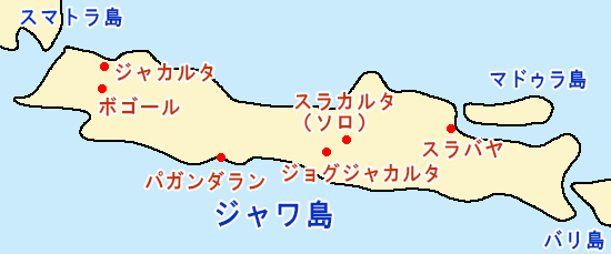 ジャワ島の地図