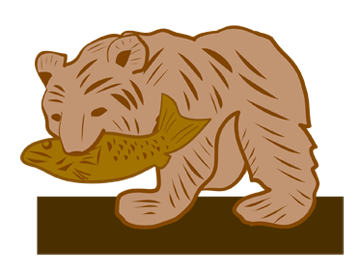 熊の木彫りの像のイメージ（＊イラスト：しのこさん）