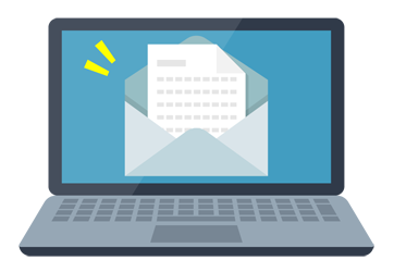 電子メールのイメージ（＊イラスト：アトリエウパさん）