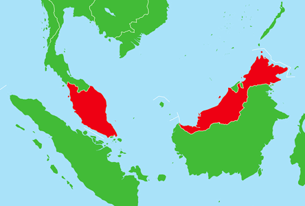 マレーシアの地図のイメージ（＊イラスト：ナロンエースさん）