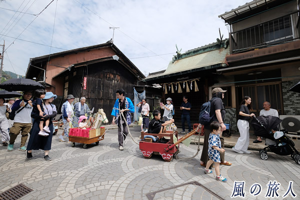 鞆の浦　八朔の馬出し　一人乗りの馬の写真