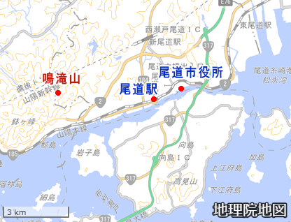 尾道周辺の地図（国土地理院地図）
