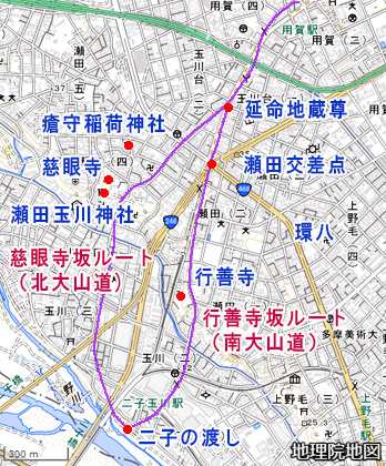 瀬田付近の地図（国土地理院）