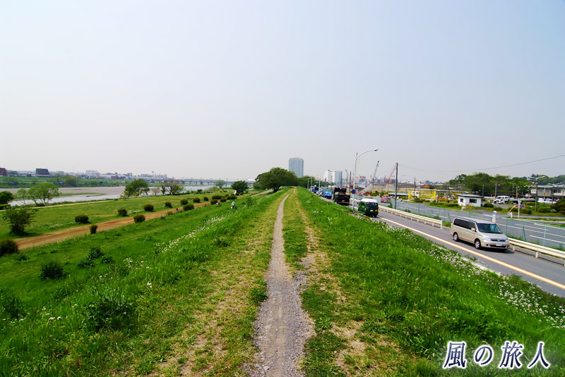 上野毛付近　再開発前の多摩川堤の写真