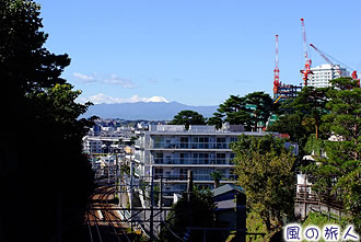 上野毛の富士見橋からの眺める富士山