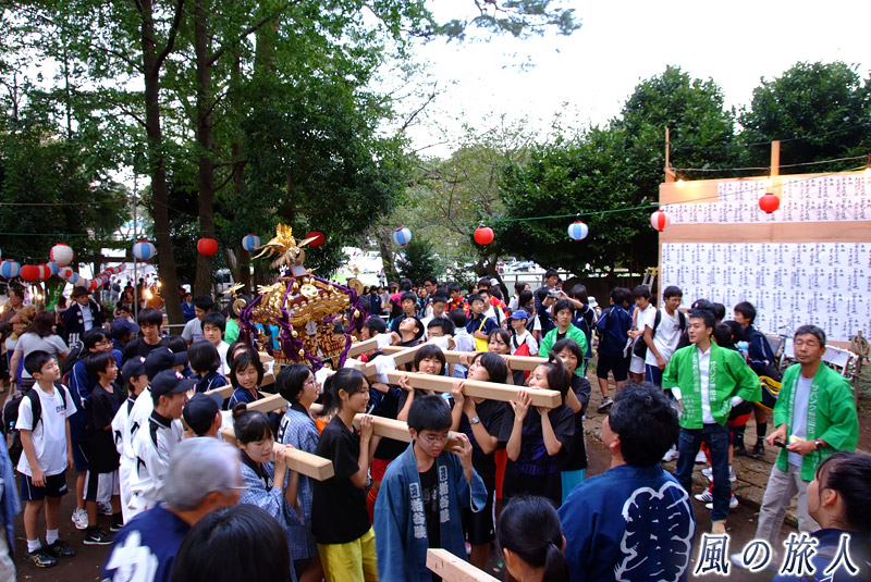 粕谷八幡神社の秋祭り　粕谷八幡神社の神輿の写真