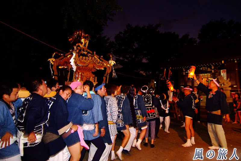 宇奈根氷川神社の秋祭り　宮入してきた神輿
