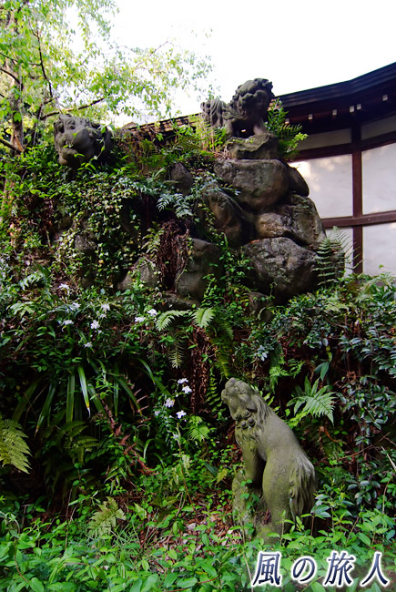 等々力玉川神社　石獅子のオブジェの写真