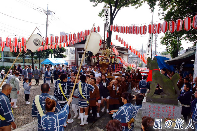 若林稲荷神社の神輿渡御2009年　境内での練りの写真