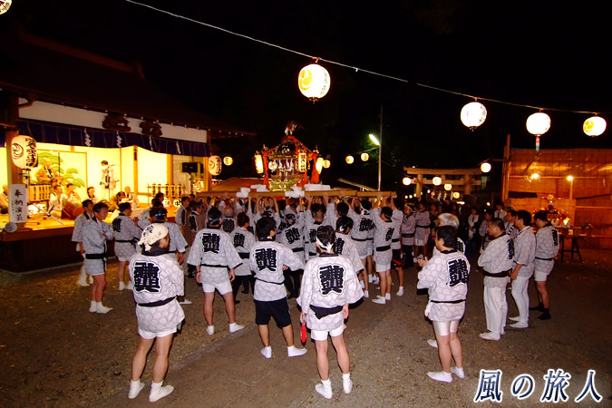 弦巻神社の神輿渡御　差し上げの写真