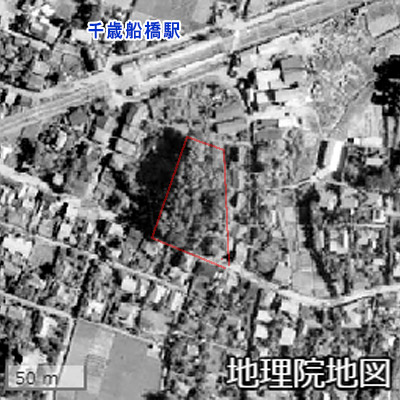 戦後の稲荷森稲荷神社周辺の航空写真（国土地理院）