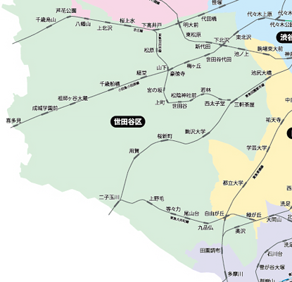 世田谷の路線図のイメージ（＊イラスト：FreeVectorGraphicsさん）