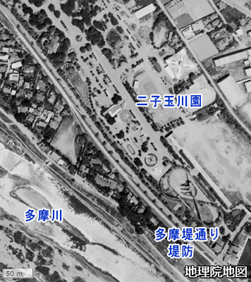 1960年代の多摩堤通りの航空写真（国土地理院）